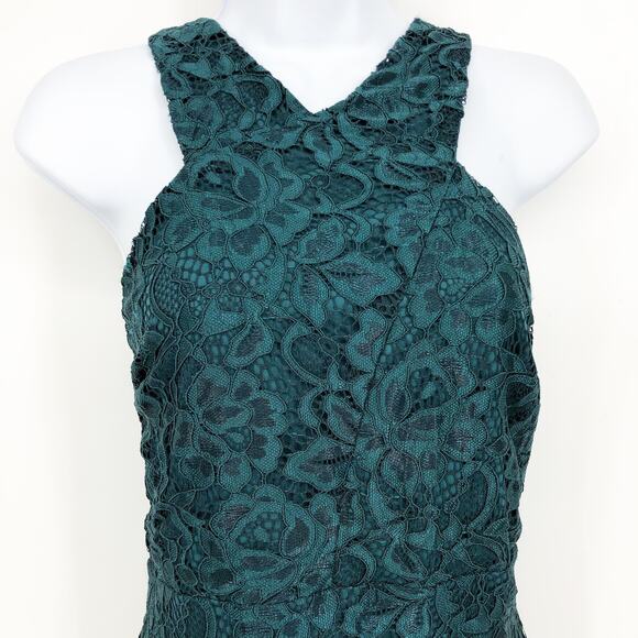 Sam Edelman Womens Lace Sheath Dress 6 Teal Green Midi Sleeveless NWT - Picture 6 of 13
